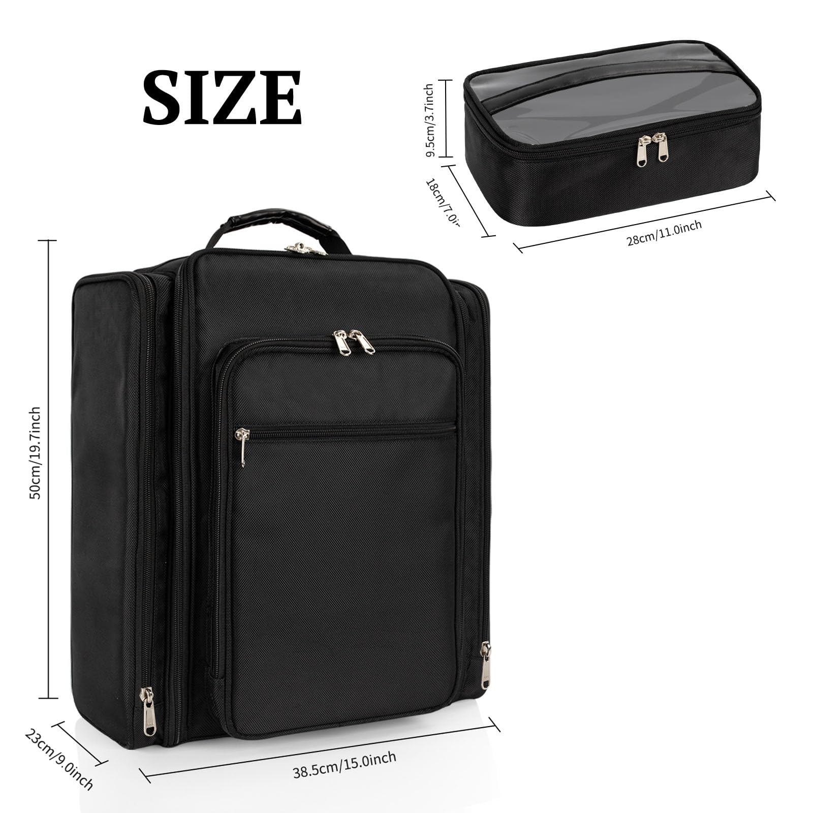 Professional Extra Large Makeup Backpack - Travel Cosmetic Train Case Organizer with 4 Removable Bags for Makeup Artists | Perfect for Salon, Bridal & On-Site Makeup Services