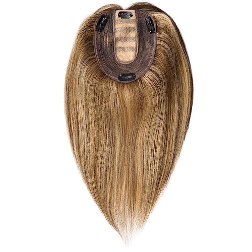 No Bangs-#4P27 Medium Brown mix Dark Blonde