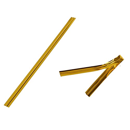 100 Pcs Gold Metallic Twist Ties for Candy Bags, Gift Wrapping, Party Favors - 8cm Reusable Wire Ties for Baking, Crafts, DIY Projects (Gold Color) - Perfect for Birthday Parties, Baby Showers & Holiday Decorations