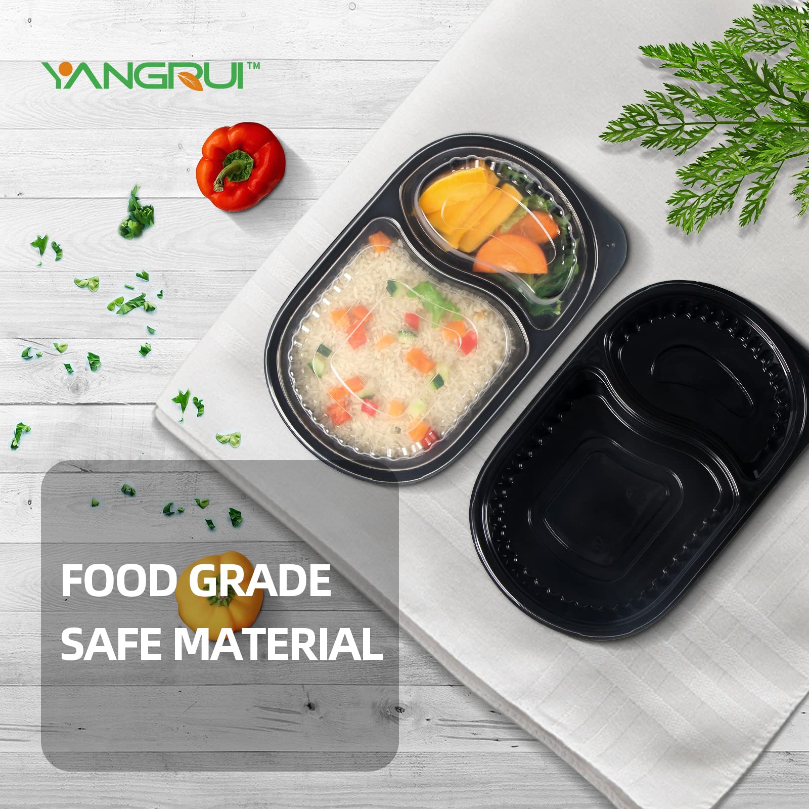YANGRUI 35-Pack Reusable Meal Prep Containers - 21oz BPA-Free, Microwave & Freezer Safe, Leakproof To-Go Food Storage Containers with Extra Thick Shrink Wrap | Perfect for Office Lunches, Meal Prepping & Takeout