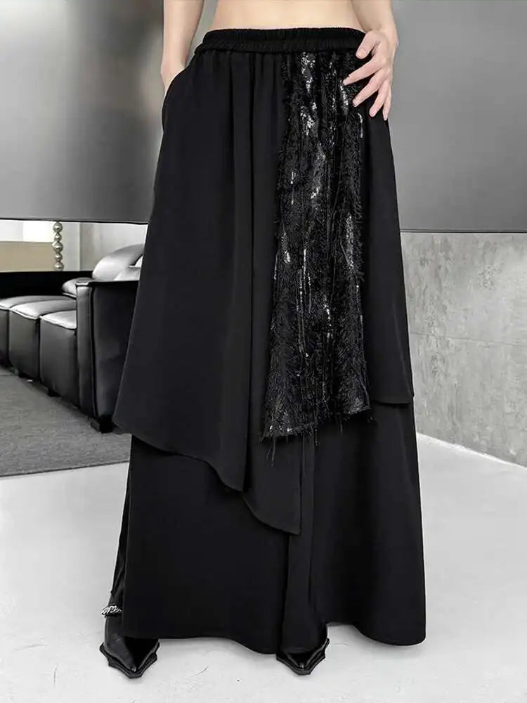 2025 Trendy Women's Big Size Irregular Vest & Sequins Wide Leg Pants Two-Piece Suit - V Neck Sleeveless Outfit for Spring/Autumn Fashion | Perfect for Parties, Date Nights & Special Occasions