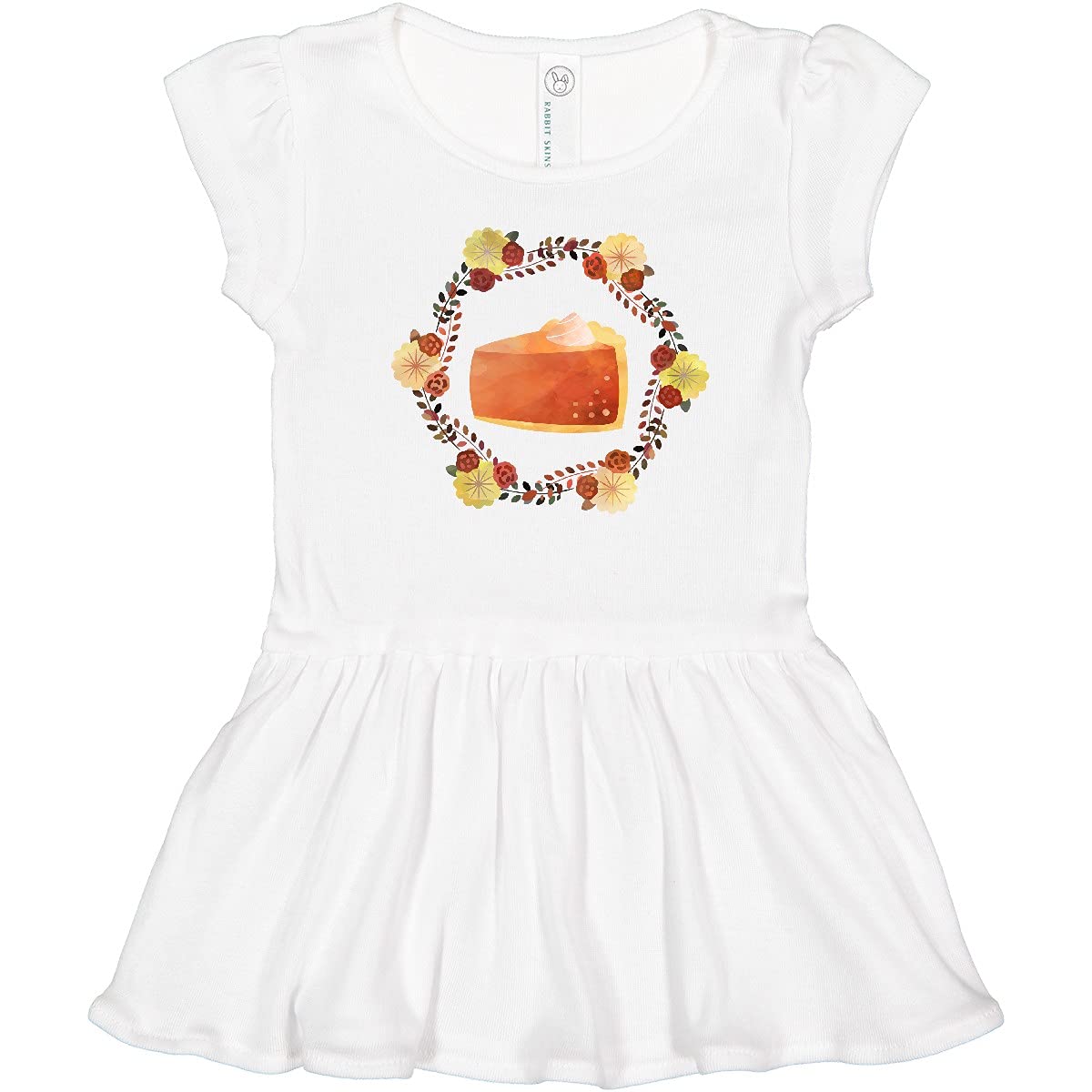 Inktastic Pumpkin Pie and Floral Wreath Toddler Dress - Cute Fall Outfit for Baby Girls, Holiday Photoshoot & Family Gathering