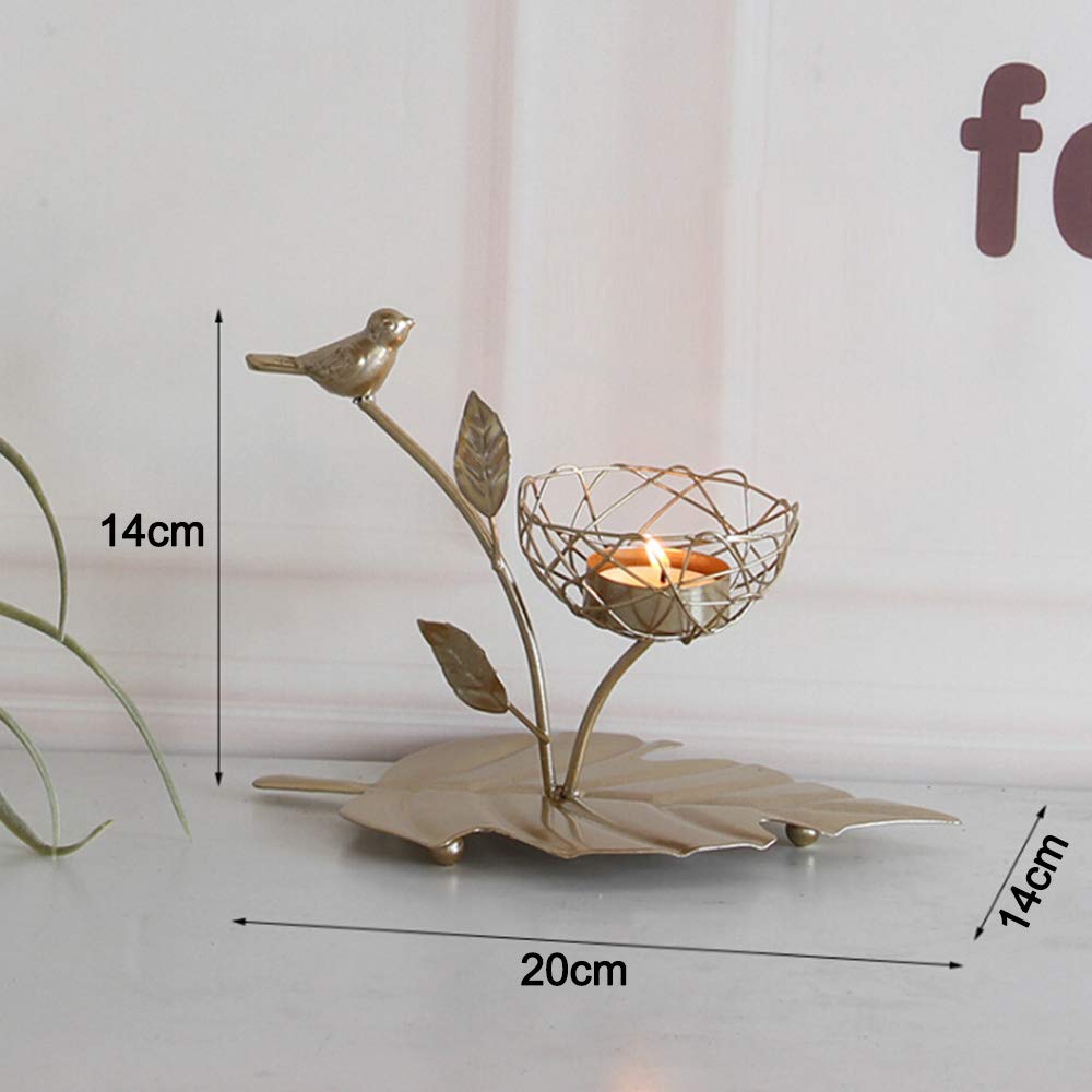 Creative Iron Art Votive Candle Holders - Leaf & Bird Figurine Metal Tealight Stands for Home Decor Centerpiece | Perfect for Weddings, Dining Tables & Romantic Ambiance