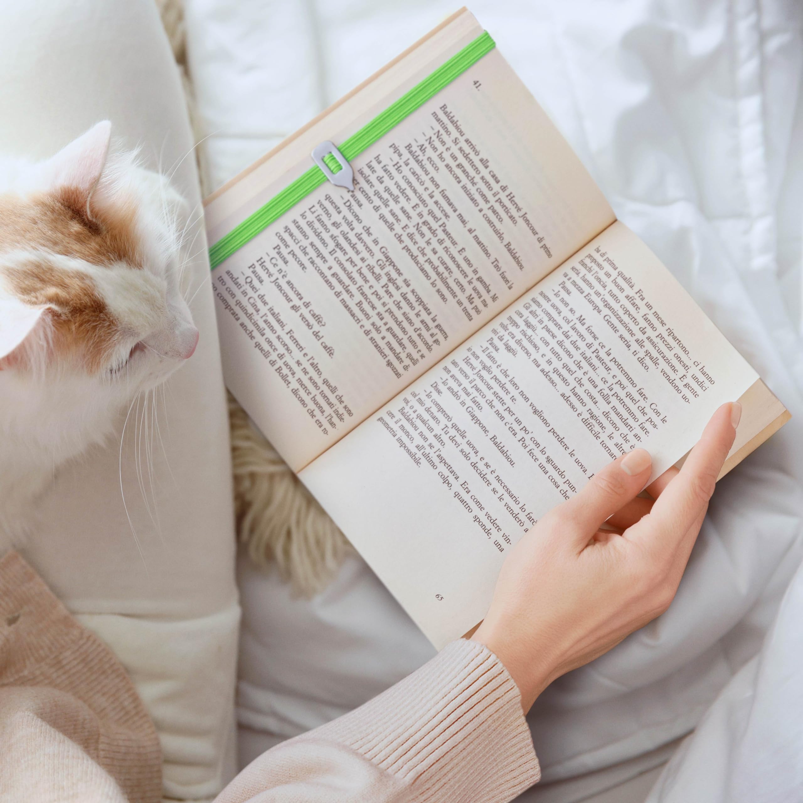 Elastic Bookmark for Books - Durable & Stylish Page Holder for Women, Men & Kids - Italian Design Green Bookmark - Perfect for Reading, Gifts & School Supplies