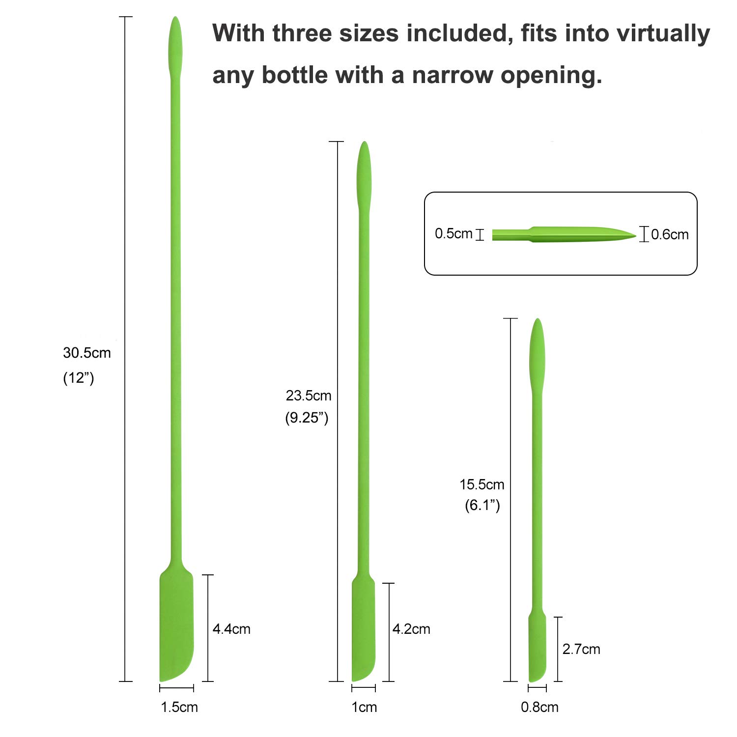 Mini Silicone Spatula Set - 4 Pack Thin Makeup Scrapers for Jars, Bottles & Cosmetics | Perfect for Kitchen, Beauty Products & Skinny Openings | 2.1 Inch Green Spatulas (4 Pack)