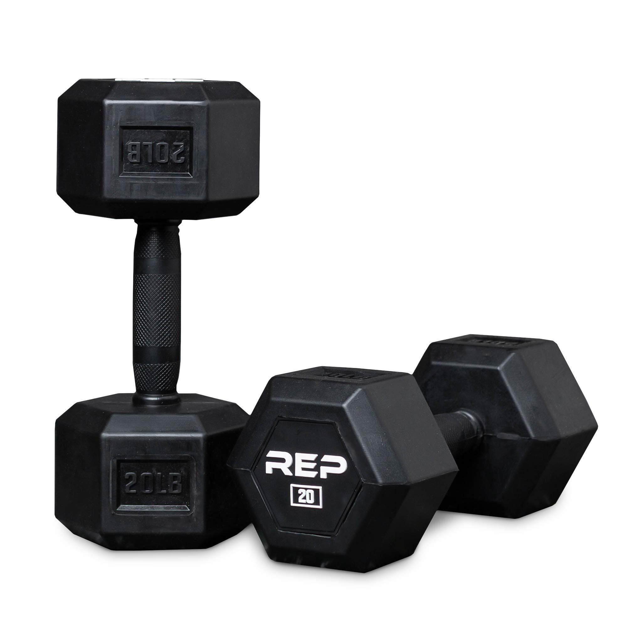 REP FITNESS Rubber Grip Dumbbells - Non-Slip Hexagonal Handle Weights for Home & Garage Gym Workouts - Ideal for Strength Training, HIIT, and CrossFit Exercises