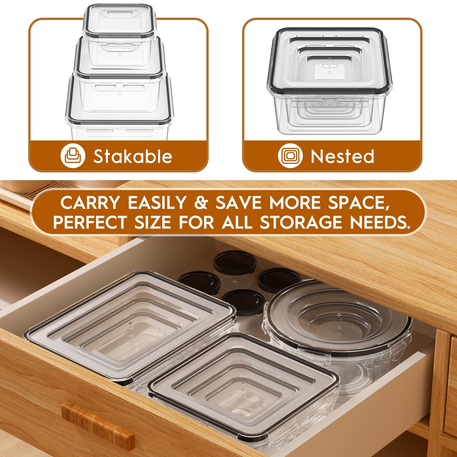 40-Piece Airtight Food Storage Containers Set with Lids (20 Containers + 20 Lids) | BPA-Free Plastic Meal Prep Containers for Kitchen Organization | Leak-Proof Design with Labels & Marker | Perfect for Meal Prepping, Leftovers & Pantry Storage