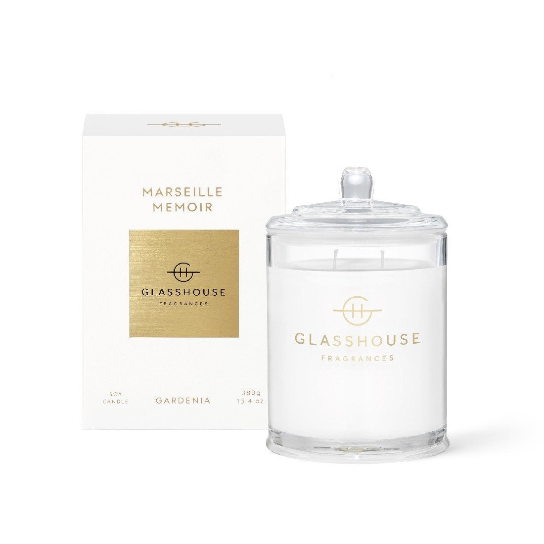 Glasshouse Fragrance Marseille Memoir Scented Candle - 380g Luxury Soy Wax Candle for Home, Spa & Romantic Ambiance - Long Lasting Aromatherapy Gift for Relaxation & Stress Relief