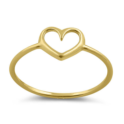 14K Solid Gold Open Heart Ring for Women - Minimalist Dainty Jewelry Gift for Her - Perfect for Valentine's Day, Anniversary & Everyday Wear