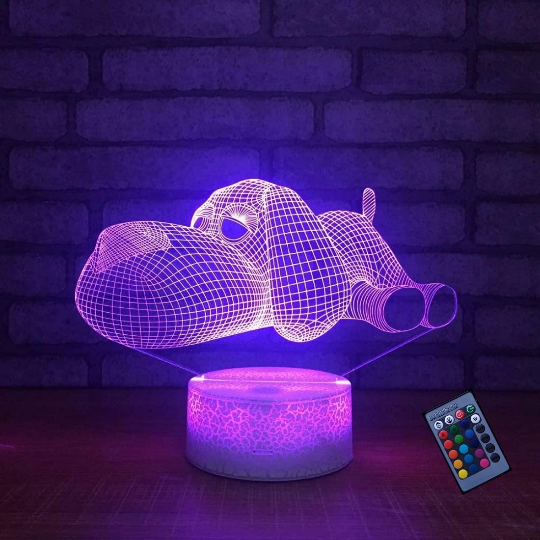 3D Dog Lamp Night Light - 16 Color Changing LED Table Lamp with Remote Control & Touch Switch, USB Powered, Optical Illusion Decor for Bedroom, Living Room, Kids Room, Office Desk