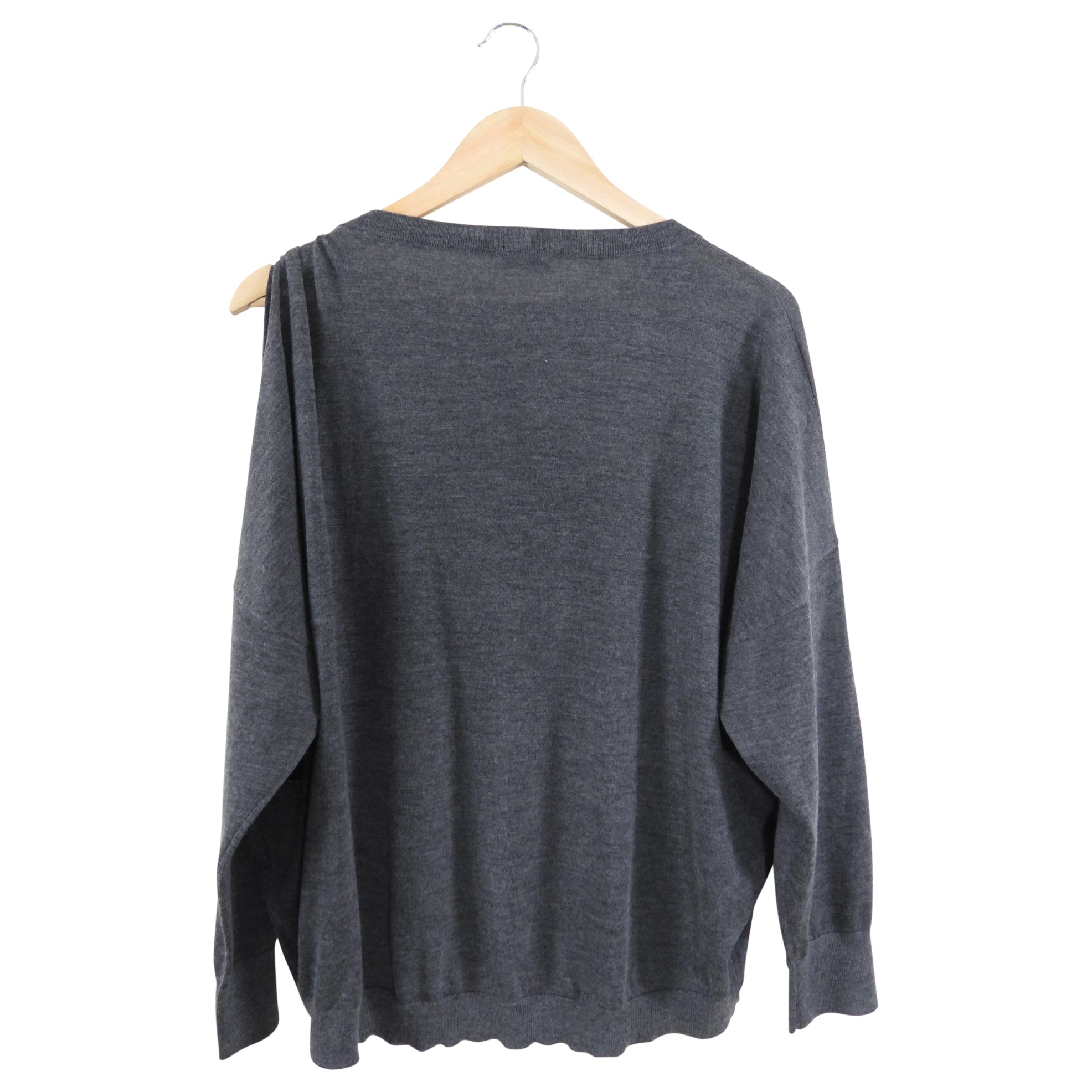 Brunello Cucinelli Grey One Shoulder Monili Knit Top for Women - Elegant Casual Wear for Evening Parties & Date Nights
