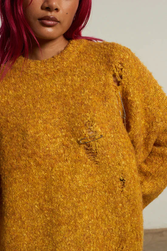 Blessed Charm Boucle Knit Sweater - Soft Yarn Knitwear for Women | Perfect for Fall Layering & Cozy Winter Outfits