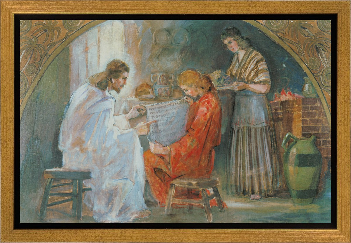 Jesus Christ with Mary and Martha - Religious Christian Art Print - Gallery Wrap Canvas for Home Decor, Church, and Prayer Room