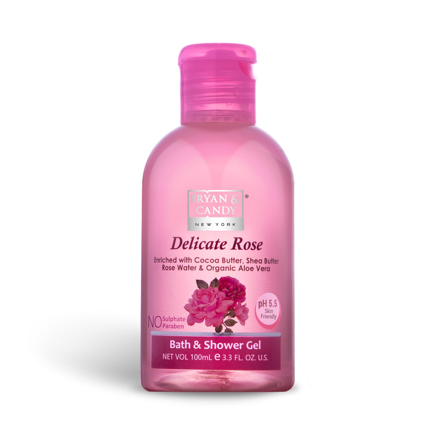 Bryan & Candy Aloe Vera Shower Gel - Gentle Moisturizing Body Wash for Soft Skin | Delicate Rose Scent 100ml | Daily Hydration for Dry & Sensitive Skin - Perfect for Morning & Nighttime Shower Routine