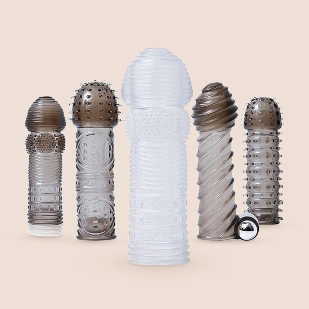 Premium Vibrating Penis Sleeve Kit - Textured Stimulation Sleeve for Enhanced Pleasure | Couples Sex Toy for Intimate Moments & Solo Play | Waterproof & Rechargeable Adult Toy