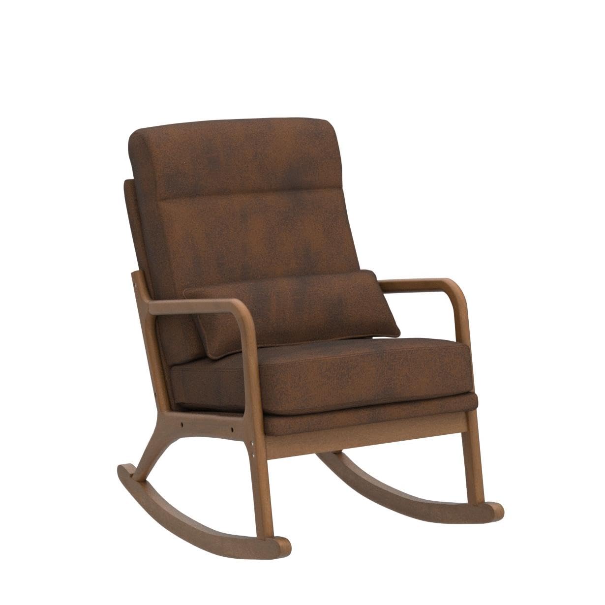 SEALAMB Rocking Chair with Lumbar Support - Nursery Glider Rocker for Moms & Seniors, High Back Comfort Armchair for Living Room, Bedroom - Perfect for Nursing, Reading & Relaxation
