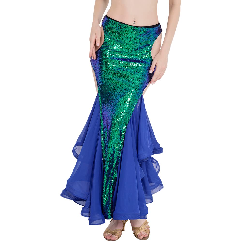 ROYAL SMEELA Sequin Fishtail Mermaid Belly Dance Skirt for Women - Exquisite Carnival & Performance Costume - Perfect for Belly Dancing, Stage Shows, and Themed Parties