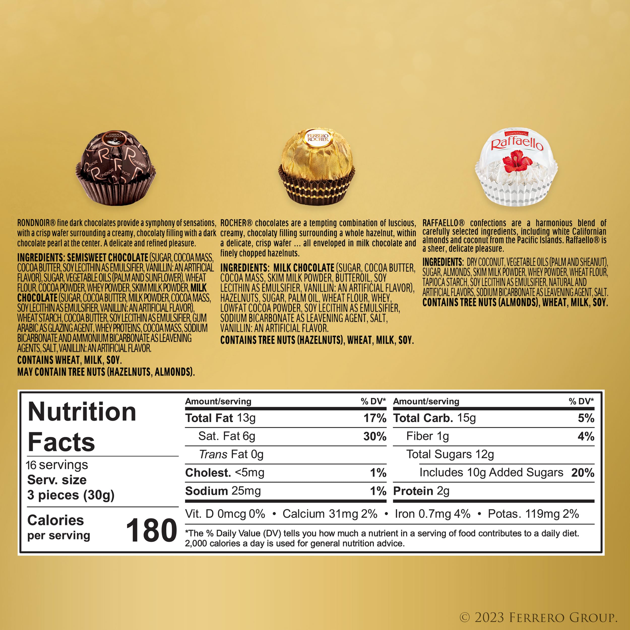 Ferrero Rocher Premium Assorted Chocolate Gift Box - 48 Count (18.2 oz) Gourmet Hazelnut, Milk, Dark Chocolate & Coconut Chocolates - Perfect for Holidays, Birthdays & Corporate Gifts