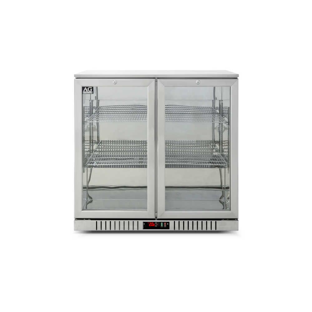 AG Twin Door Bar Fridge - Stainless Steel Body & Doors, 2SBR H - Perfect for Home Bars, Offices, and Entertainment Spaces
