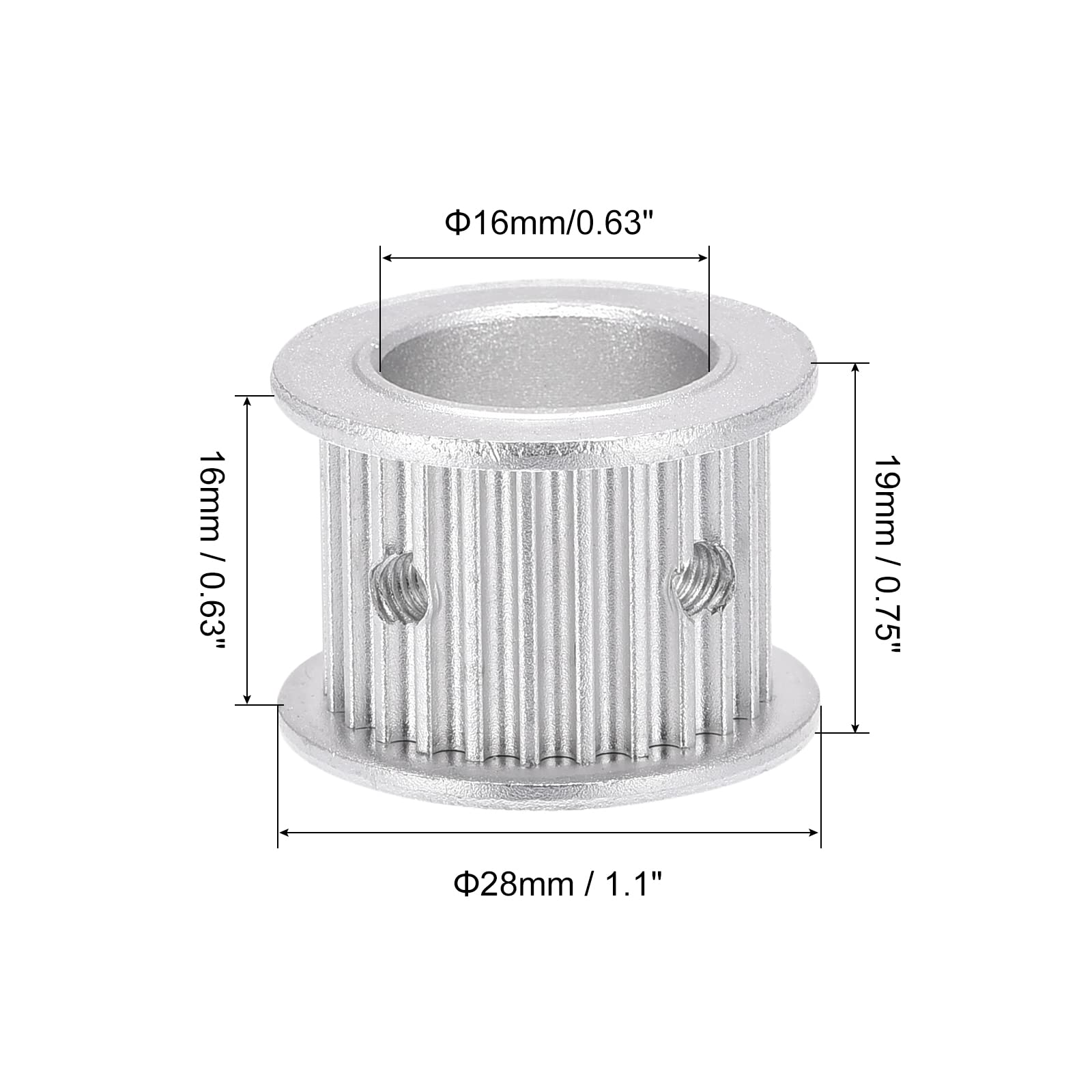 MECCANIXITY 3M25 Teeth Timing Pulley Synchronous Wheel Belt Drive Gear with M4 Screw 16mm Bore - Compatible with 3D Printers, CNC Machines, and Industrial Automation Systems