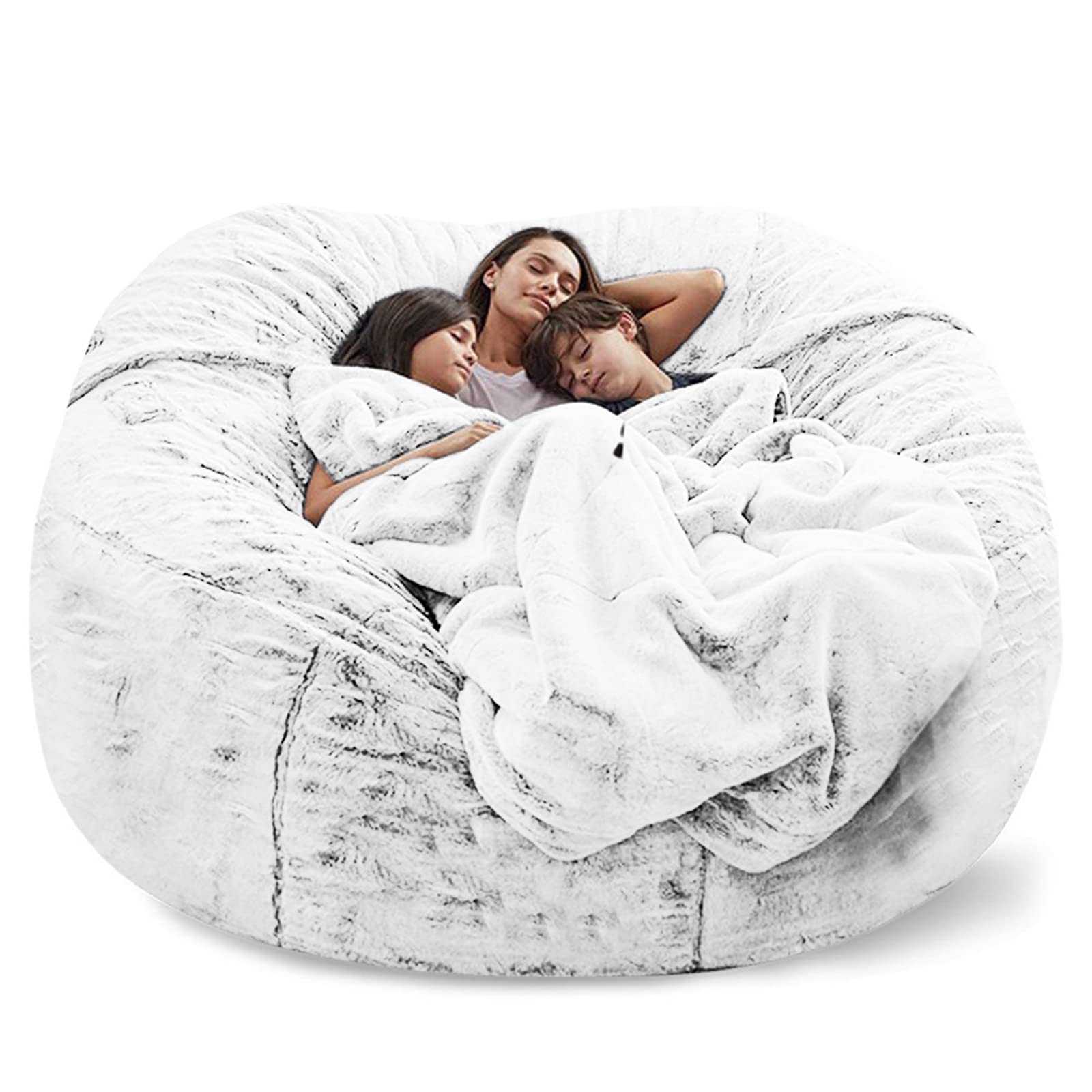 7ft Giant Bean Bag Cover - Soft Fluffy Washable Lazy Sofa Replacement for Adults & Kids - Perfect for Living Room, Bedroom, Game Room & Dorm Decor (No Filler Included)