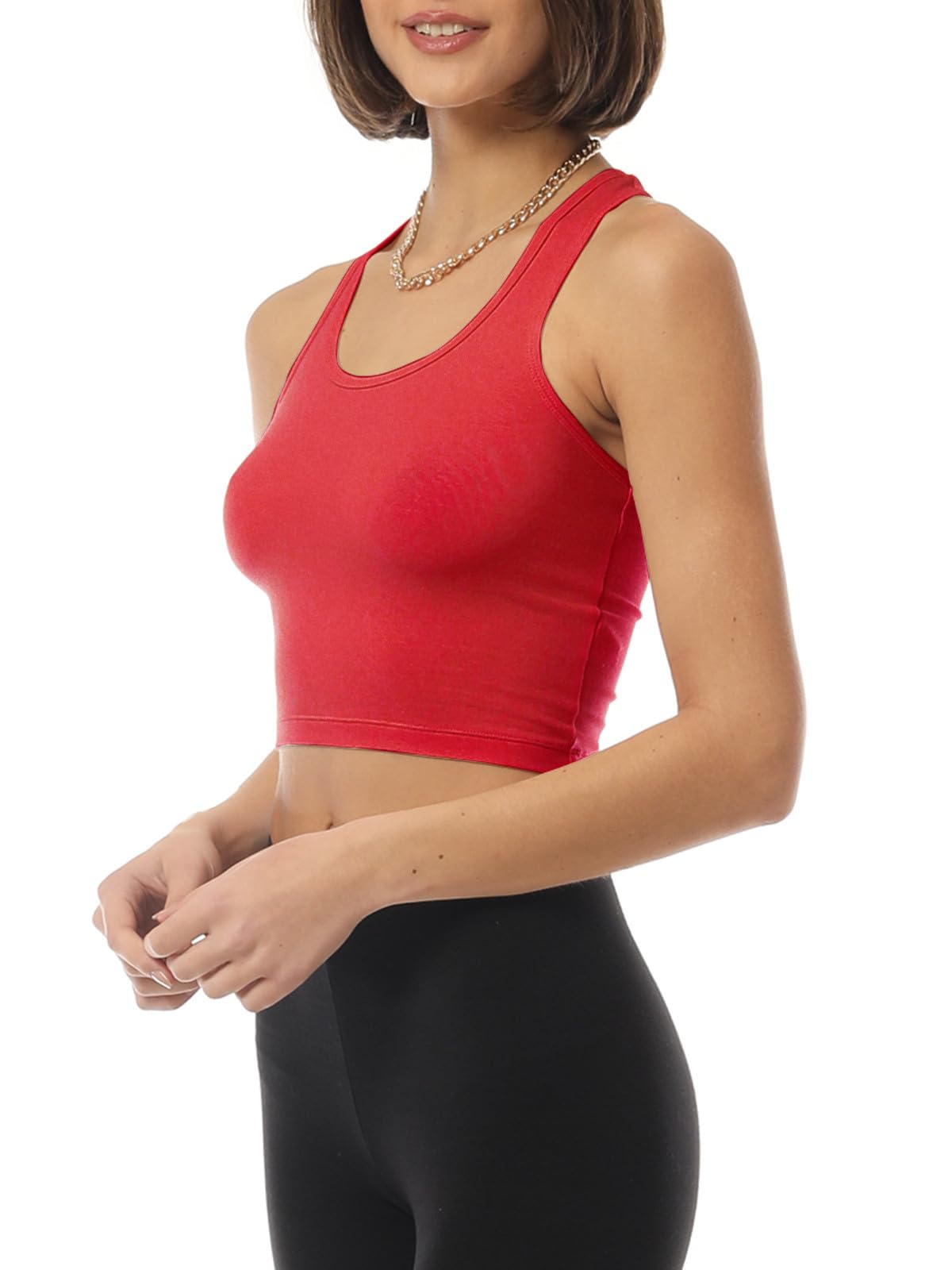 MixMatchy Women's Workout Crop Tank Tops - 3 Pack Racerback Yoga Shirts, Breathable Cotton Sleeveless Gym Tops for Running, Fitness & Yoga | Perfect for Gym, Home Workouts & Summer Activewear
