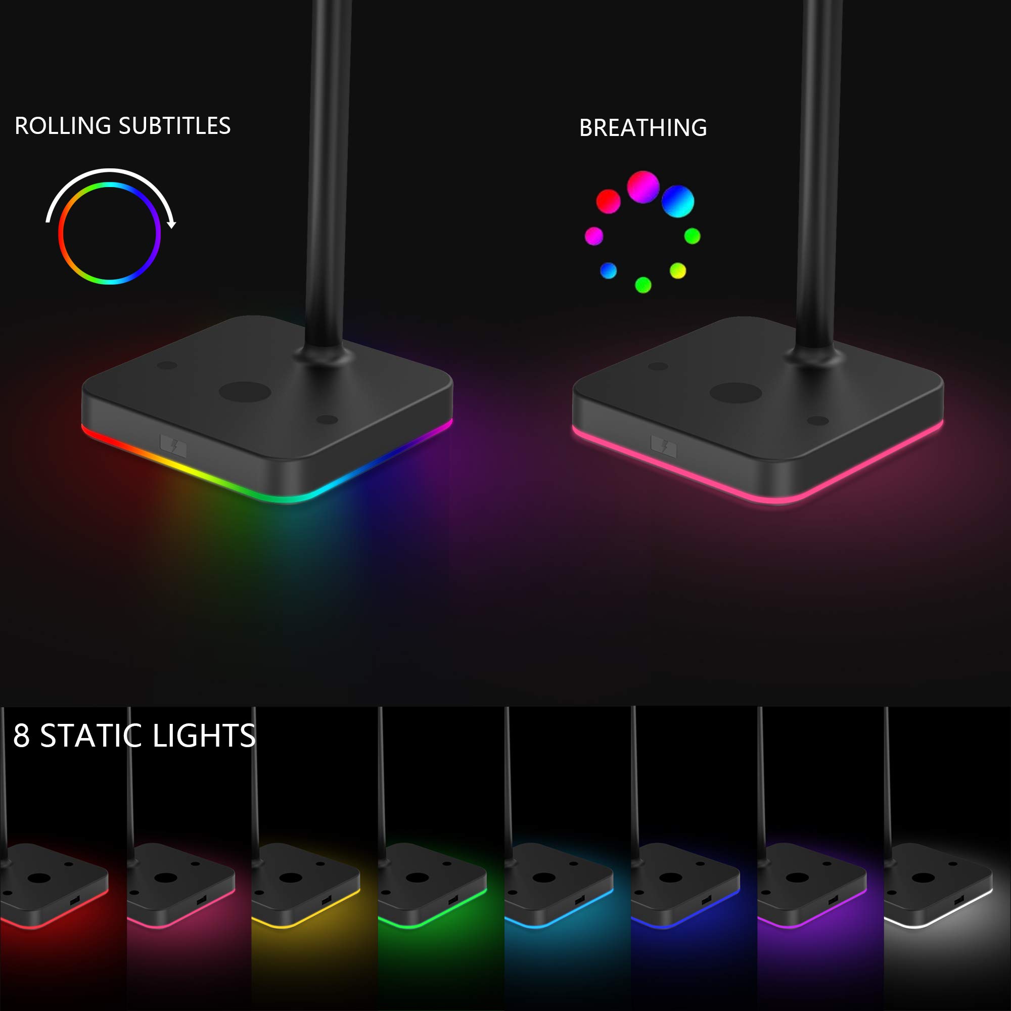 KAFRI RGB Gaming Headphone Stand with 10W/7.5W Fast Wireless Charger - Premium Headset Holder with QI Charging Pad for Gamers, PC & Desk Setup - Perfect for Gaming Stations, Home Office & Streaming Setups
