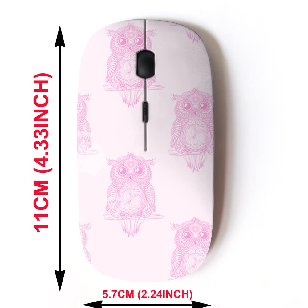 2.4G Wireless Mouse with Cute Owl Zentangle Pattern - Ergonomic Silent Click for Laptop & Desktop Computers - Includes Nano USB Receiver - Perfect for Office, Gaming & Home Use
