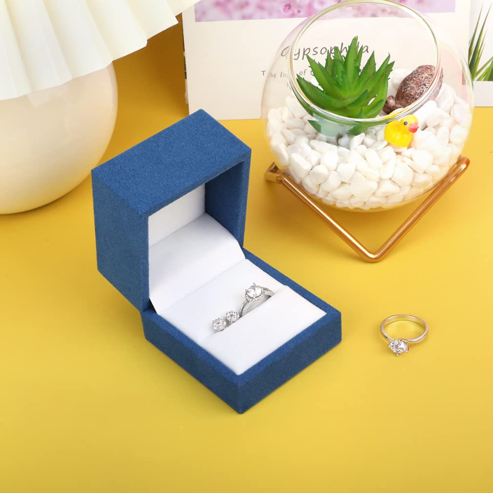 iSuperb 2-Piece Velvet Ring Box Set - Premium Jewelry Gift Box for Engagement, Wedding, Christmas & Anniversary - Blue Velvet Ring Holder for Proposals & Special Occasions (Perfect for Bridal Showers, Valentine's Gifts & Romantic Surprises)