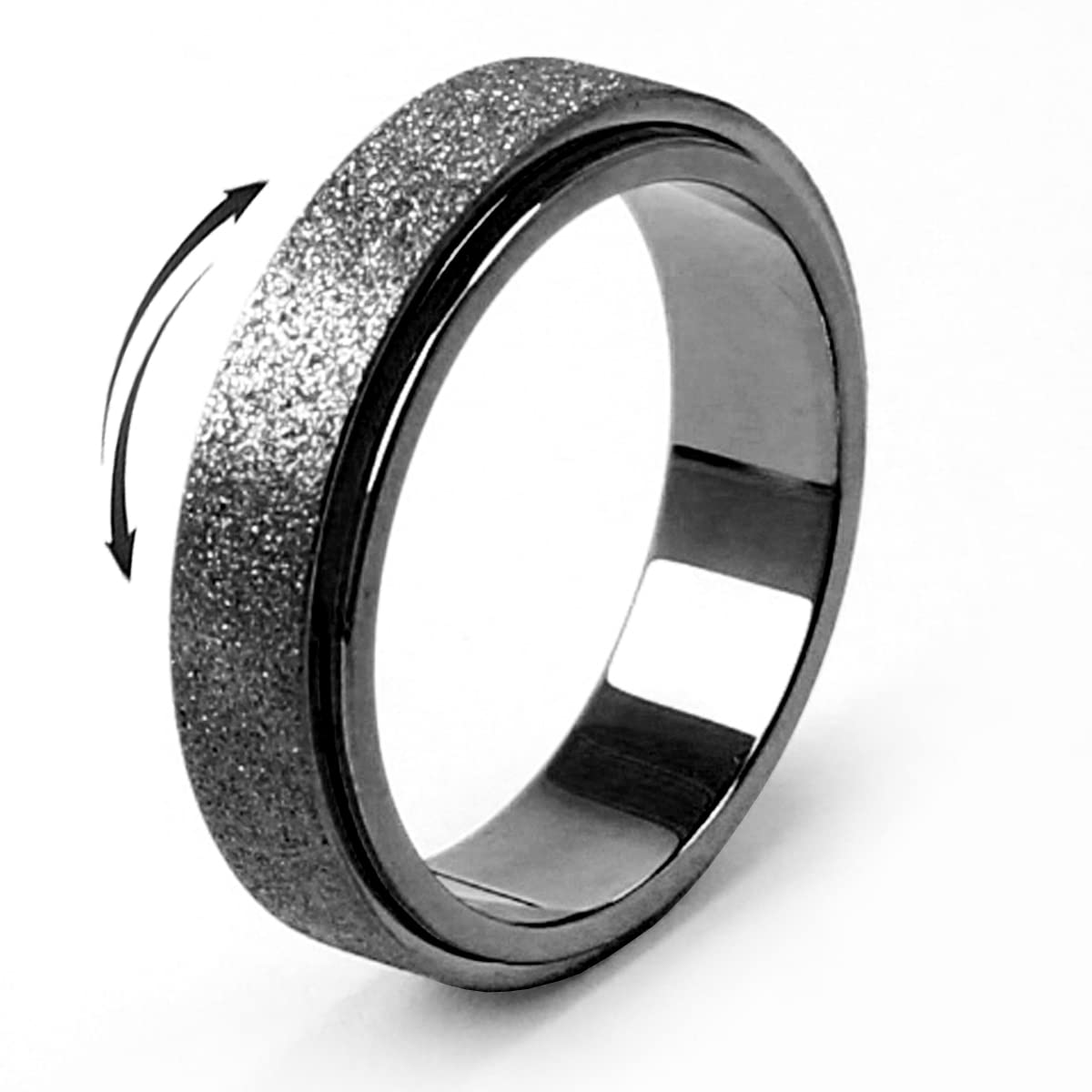 MHWTTY Fidget Spinner Ring for Anxiety Relief - Stylish Fidget Rings for Women, Men, and Kids - Black Size 7 - Perfect for Stress Management, Focus, and Classroom or Office Use