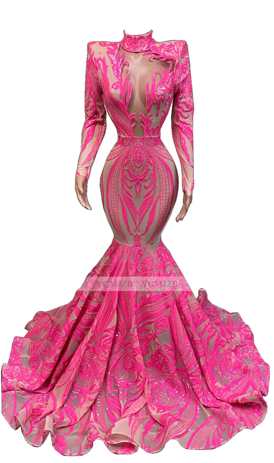Sparkly Pink & Orange Sequin Mermaid Prom Dress for Women - Elegant Evening Gown for Pageant, Shower Party, Red Carpet & Special Occasions