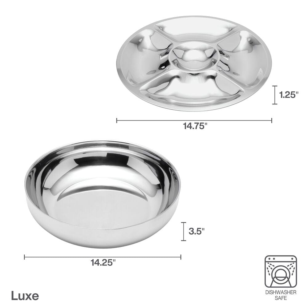 Premium 2-Piece Chilled Chip and Dip Serving Tray Set - Perfect for Parties, Entertaining & Game Day Snacks