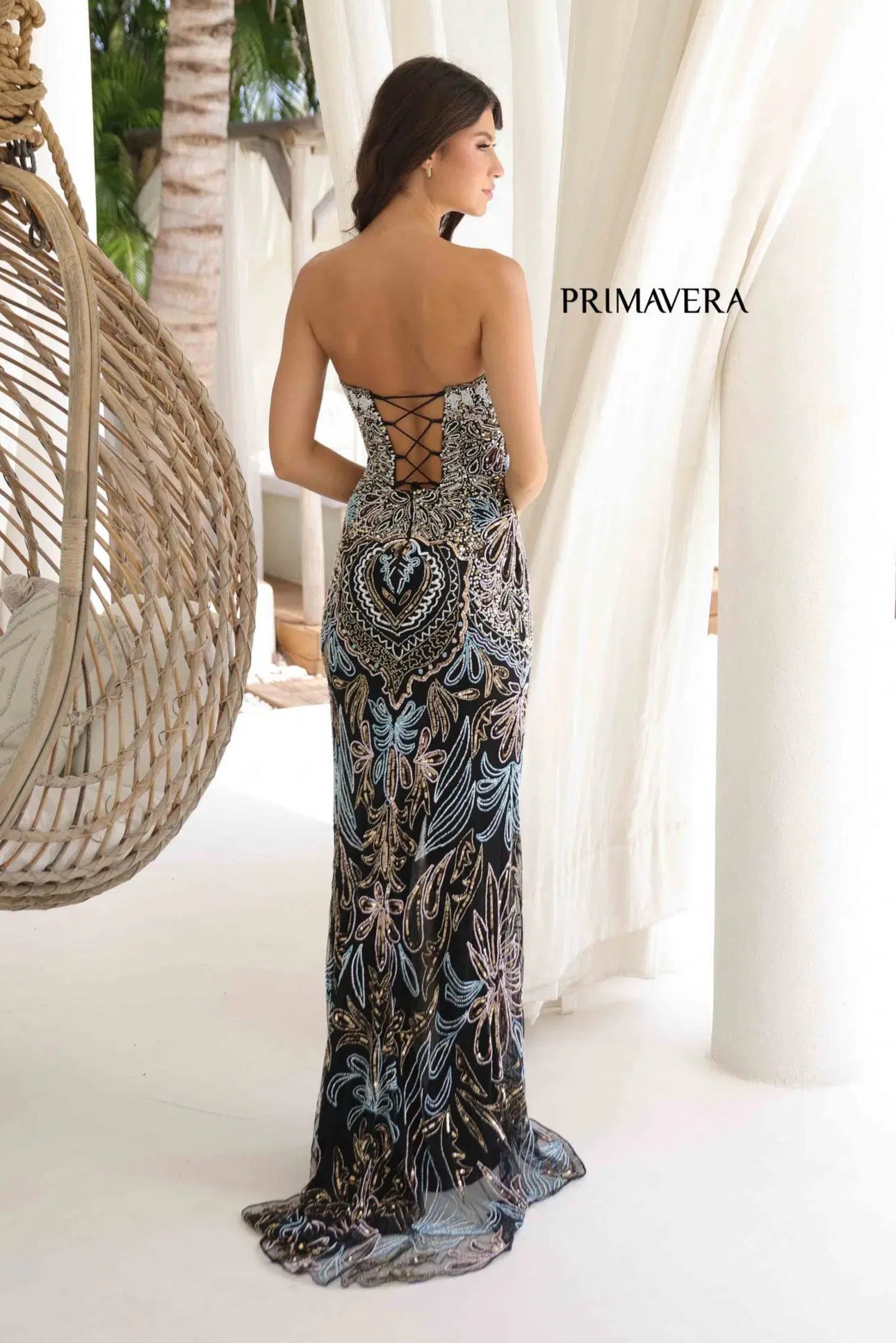 Primavera Strapless Long Beaded Gown - Elegant Evening Dress for Prom, Wedding & Formal Events