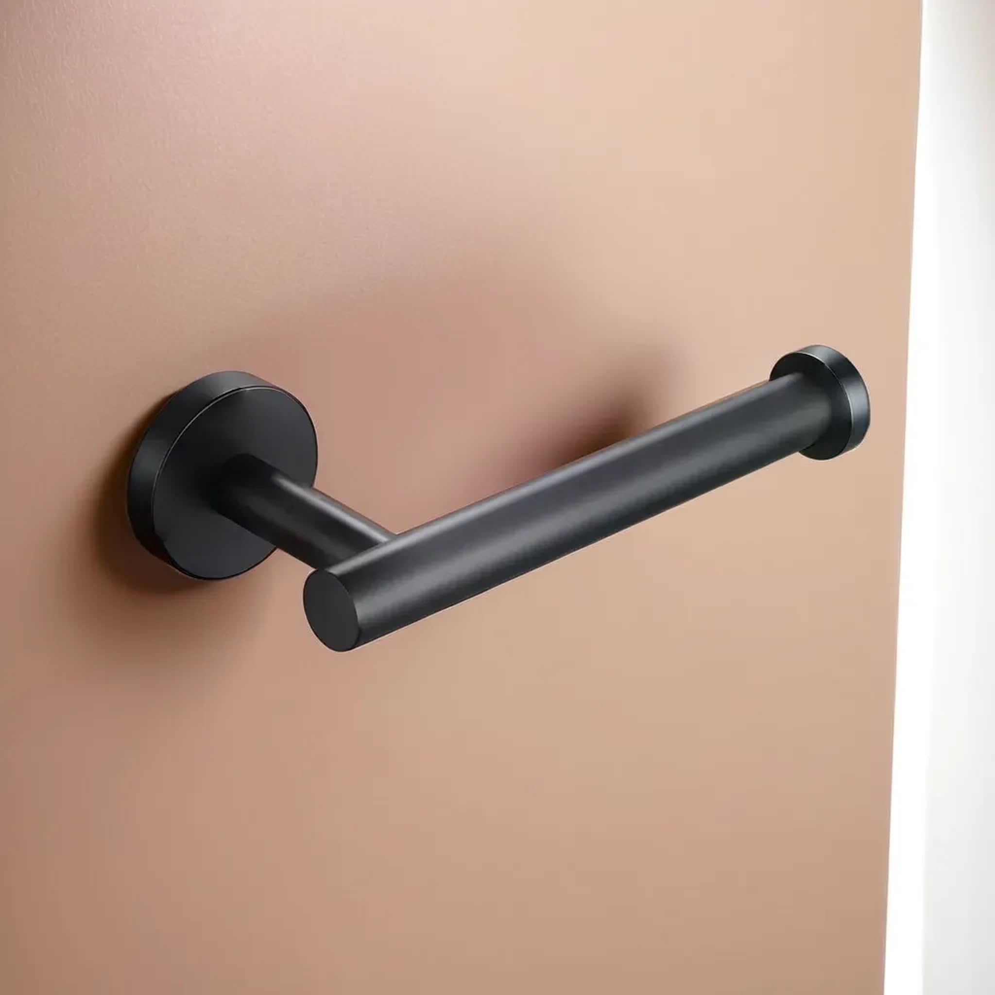 Stainless Steel Toilet Paper Holder - 304 Grade Wall Mount Roll Stand for Bathroom & Kitchen, Matte Black 5 Inch - Durable Home & Bathroom Accessories for Modern Living Spaces