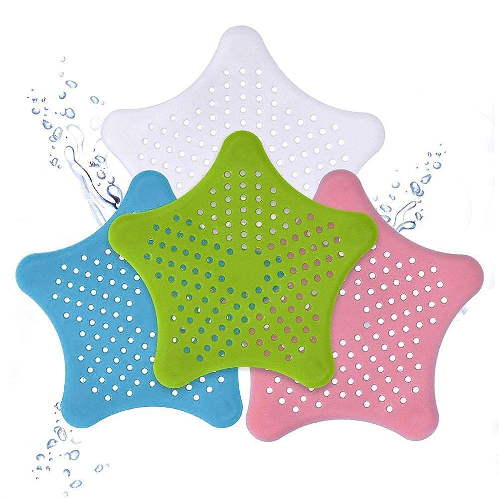 Tanna Enterprise Silicone Star Shaped Sink Drain Strainer - 2 Pack Bathroom Hair Catcher with Suction Cups for Kitchen, Shower & Basin - Prevents Clogs, Catches Hair & Debris - Perfect for Homes with Pets