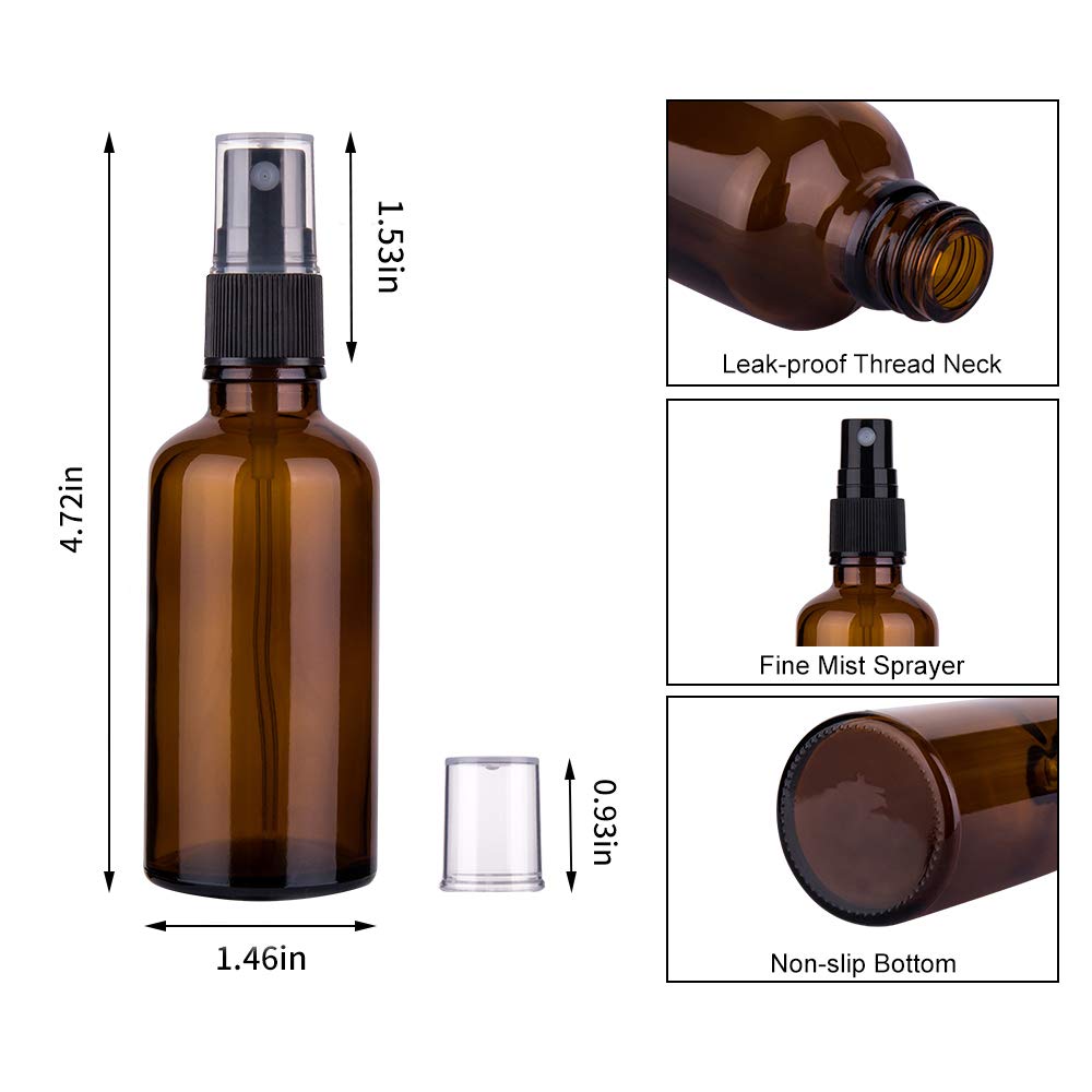 2oz Amber Glass Spray Bottles for Essential Oils & Aromatherapy - Small Empty Fine Mist Spray Bottles (Set of 3) - Perfect for DIY Beauty, Hair Care & Home Cleaning Solutions