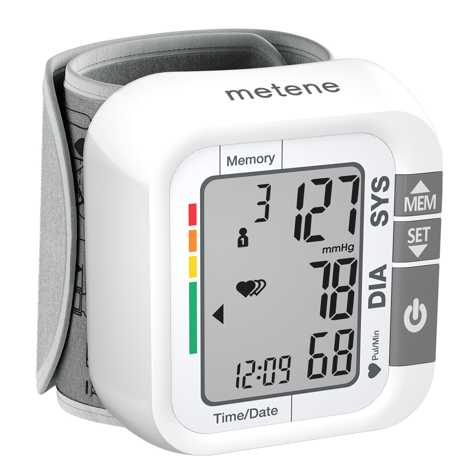 Metene Wrist Blood Pressure Monitor - Large LCD Display, 99 x 2 Memory, Portable Carrying Case - Accurate Home & Travel Use for Adults & Seniors - Perfect for Health Monitoring & Doctor Visits