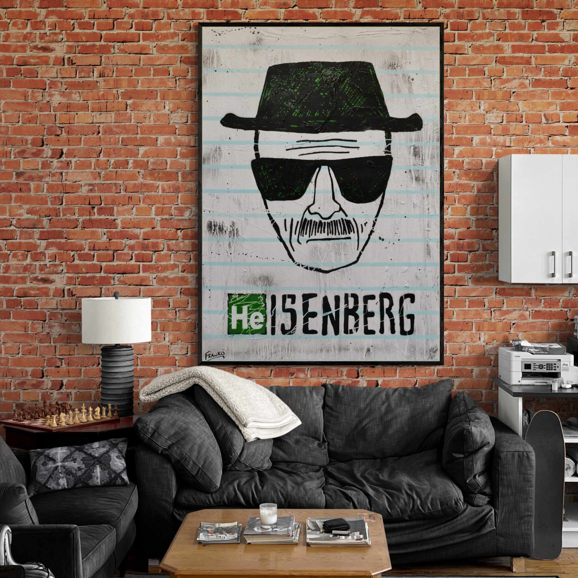 Heisenberg Textured Urban Pop Art Painting - 140cm x 100cm Modern Canvas Wall Decor for Living Room, Bedroom & Office | Inspired by Breaking Bad TV Show