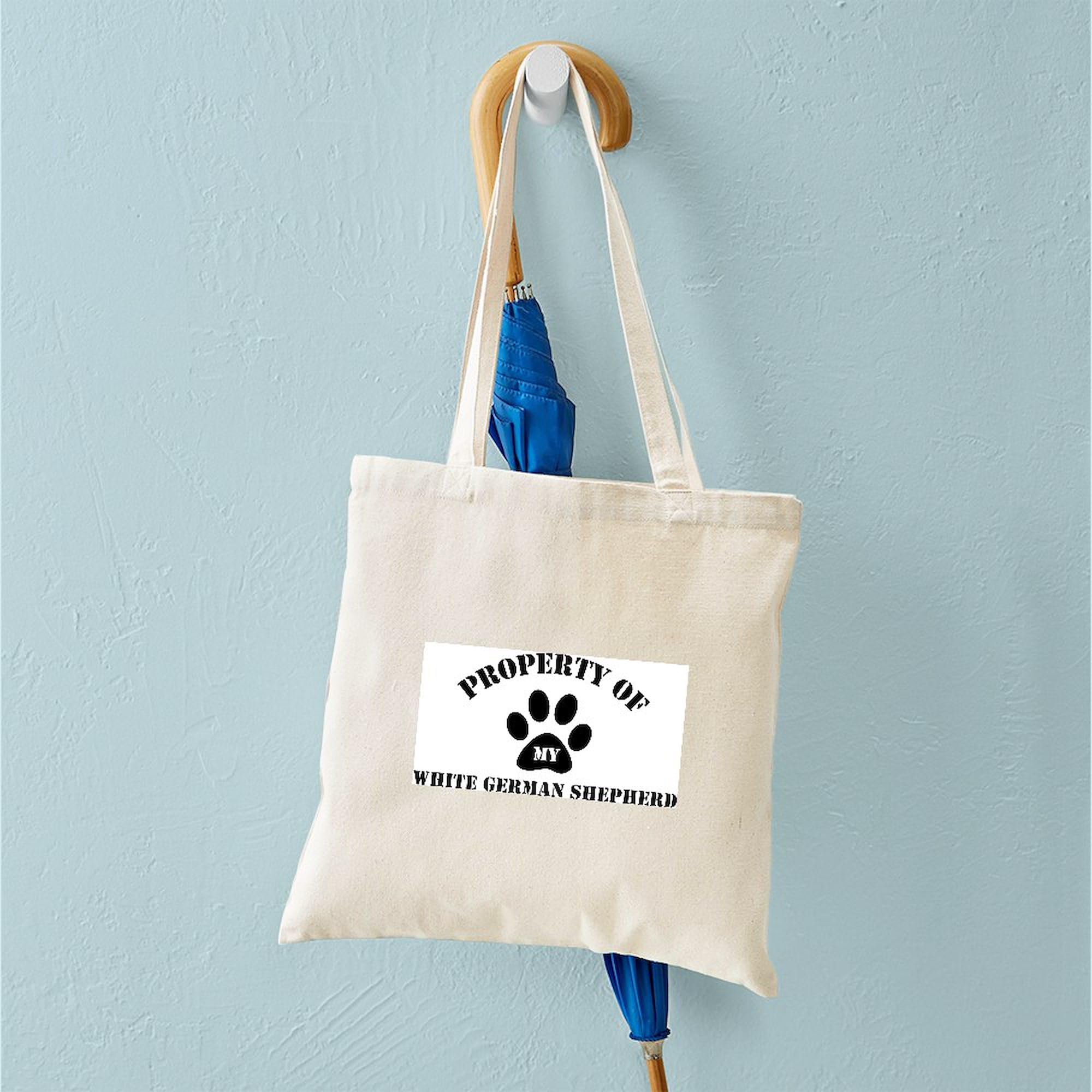 My White German Shepherd Tote Bag - Natural Canvas Reusable Shopping Bag for Groceries, Beach & Daily Use | Eco-Friendly & Durable