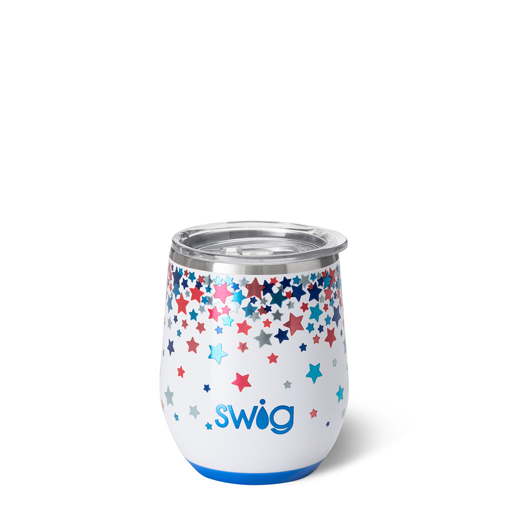 Star Spangled Stemless Wine Glass Set - 12oz Patriotic American Flag Design - Perfect for 4th of July, BBQs, and Outdoor Parties