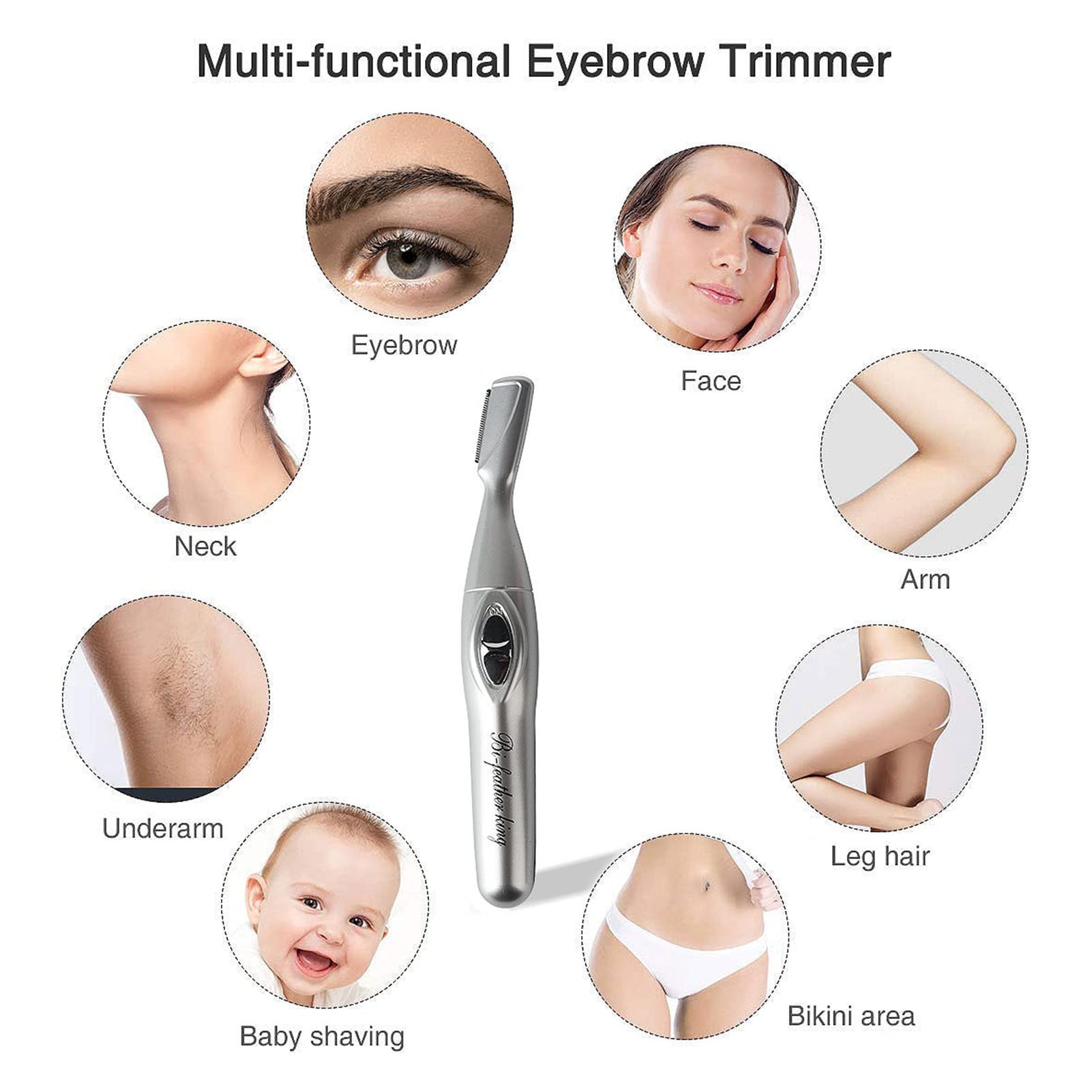 Women's Facial Razor & Eyebrow Trimmer Set - Electric Eyebrow Razor for Smooth Skin with Brush & Storage Bag - Perfect for Eyebrow Shaping & Facial Hair Removal at Home