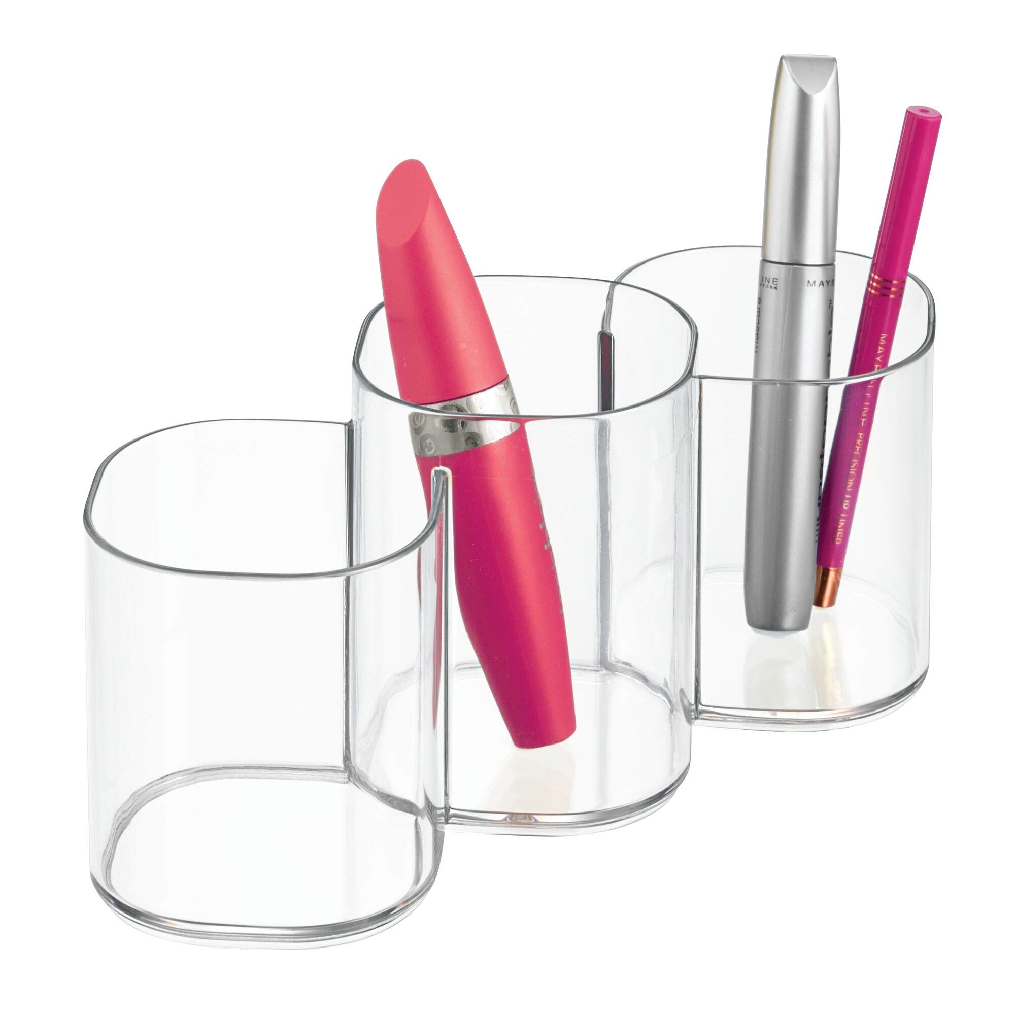 iDesign Clarity Collection Clear Acrylic Vanity Organizer - 3-Tier Cosmetic Storage Cabinet for Makeup Brushes & Skincare (8.2