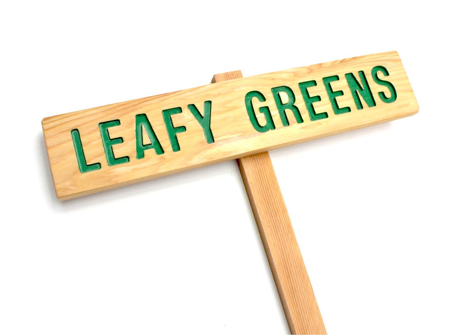 LEAFY GREENS Garden Sign - Vegetable & Plant Marker for Outdoor Decor - Rustic Yard Art - Perfect for Vegetable Gardens, Herb Planters & Backyard Landscaping
