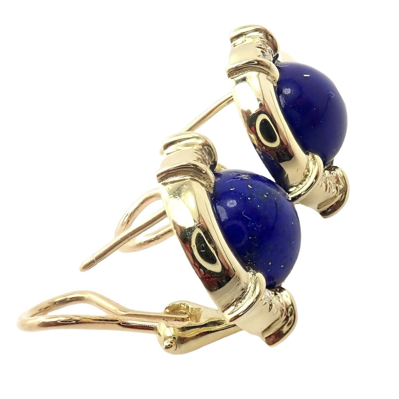 Authentic Tiffany & Co 18K Yellow Gold Diamond Lapis Lazuli Earrings - Luxury Jewelry for Women, Perfect for Weddings, Parties & Special Occasions