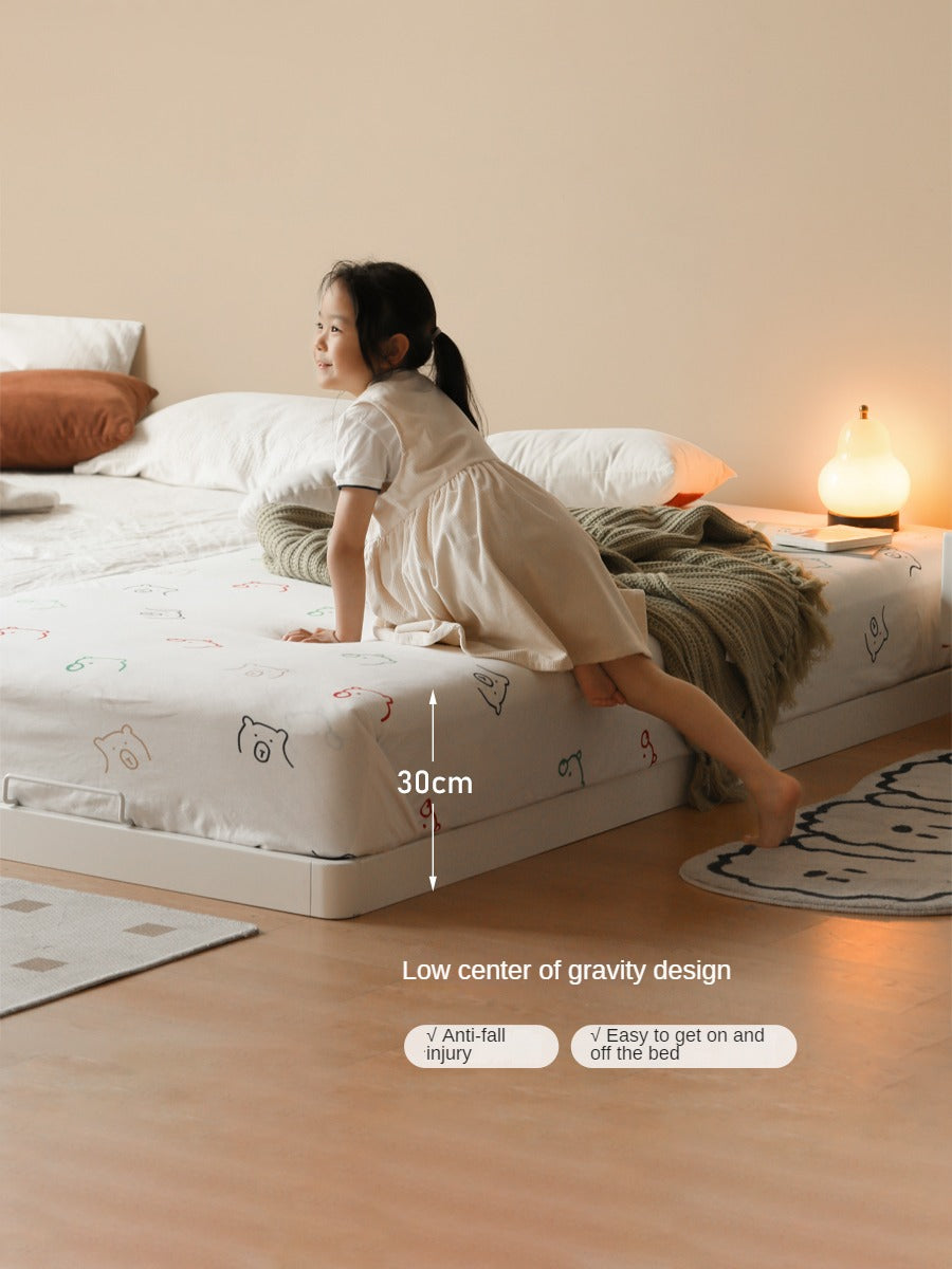 Birch Solid Wood Platform Bed - No Headboard Low Profile Floor Bed in Cream - Perfect for Minimalist Bedrooms, Small Spaces & Modern Home Decor
