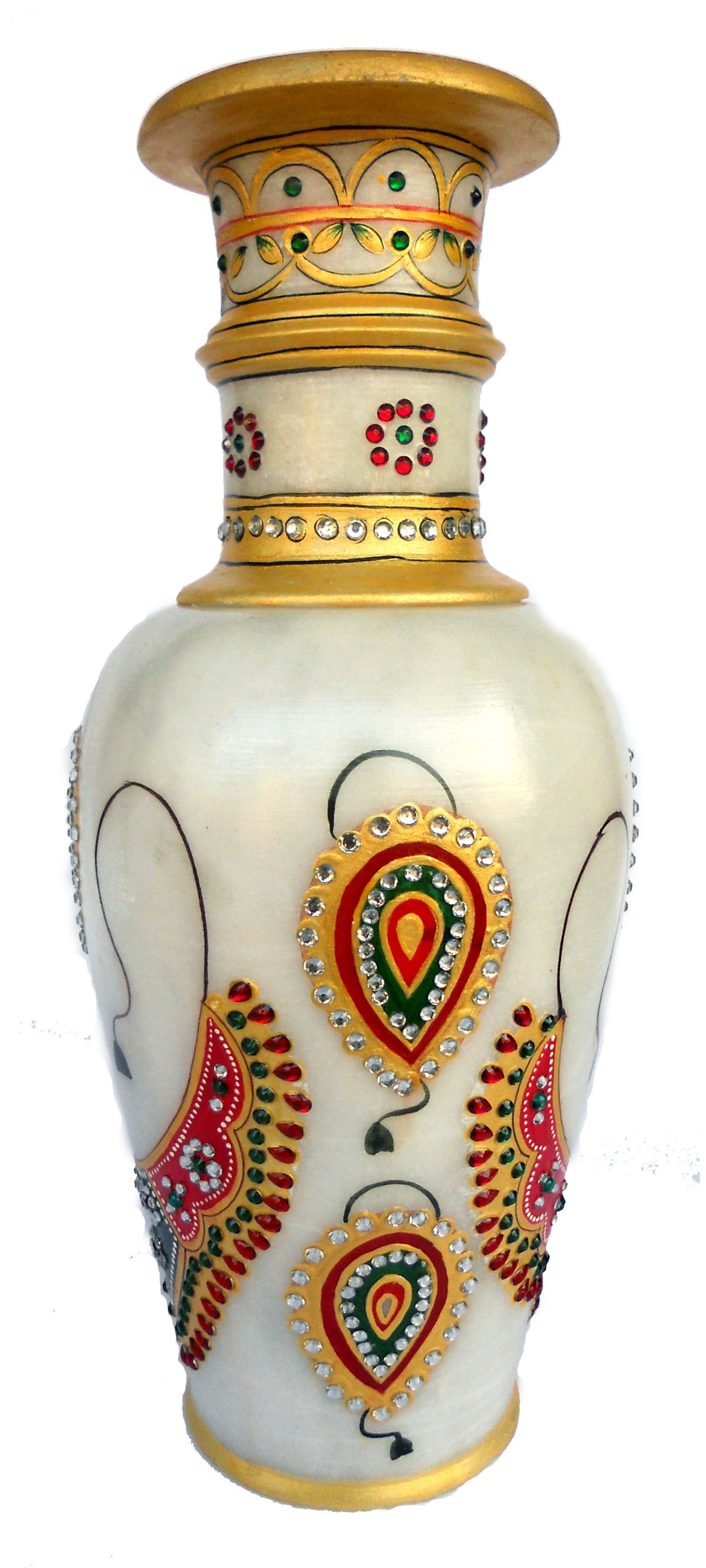 StonKraft 12-Inch Jaipur Golden Indian Handicraft Marble Flower Vase - Handcrafted Home Decor Gift for Wedding, Anniversary & Housewarming - Perfect for Living Room, Dining Table & Office Desk Decor