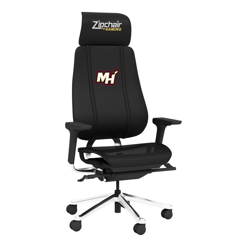 PhantomX Black Mesh Gaming Chair with Miami Heat Logo - Ergonomic Office Chair for PC Gaming, Streaming & Esports - Comfortable Racing Style Chair for Home & Work