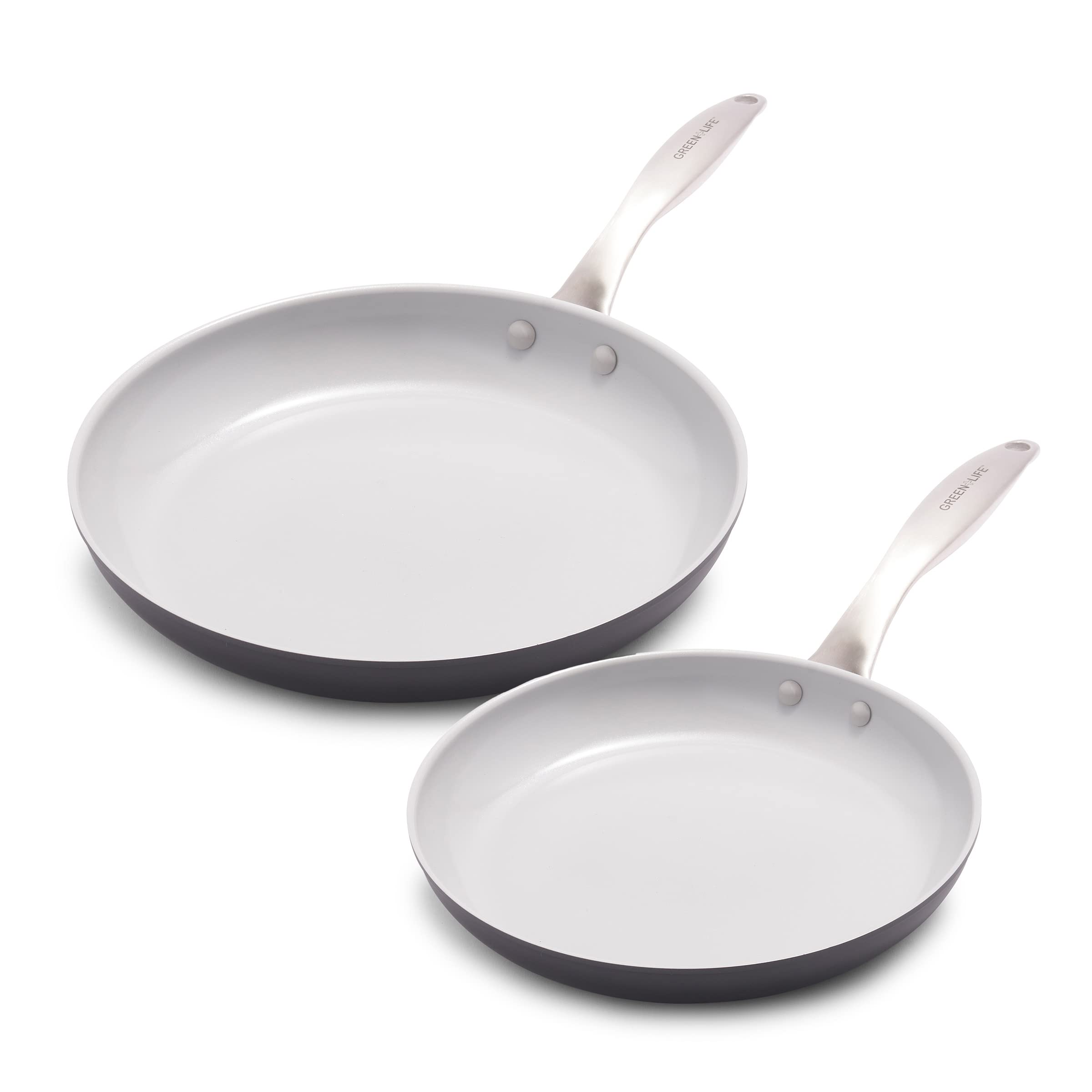 GreenLife Classic Pro 2-Piece Nonstick Frying Pan Set - PFAS-Free, Dishwasher Safe, Gray Ceramic Cookware - Perfect for Sauteing, Frying & Everyday Cooking