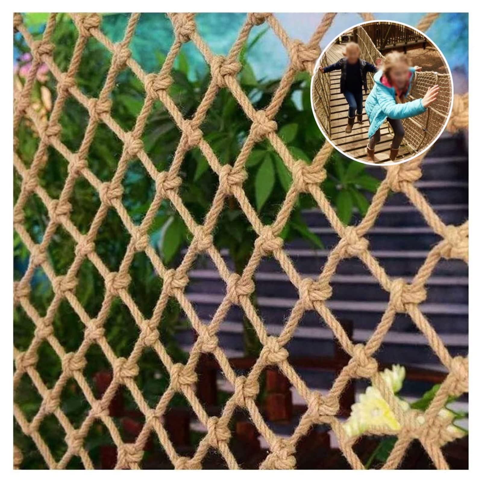 Heavy Duty Climbing Cargo Net - 1x6m (3x20ft) Treehouse Rope Ladder, Kids Playground Safety Net, Plant & Pet Protective Grid - Perfect for Backyard Play Areas, Jungle Gyms, and Garden Protection