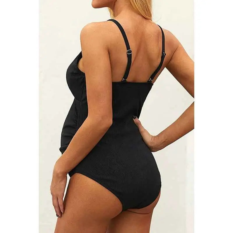 One Piece Maternity Swimsuit for Women - Striped Pregnancy Swimwear with Support | Perfect for Beach, Pool & Maternity Photoshoots